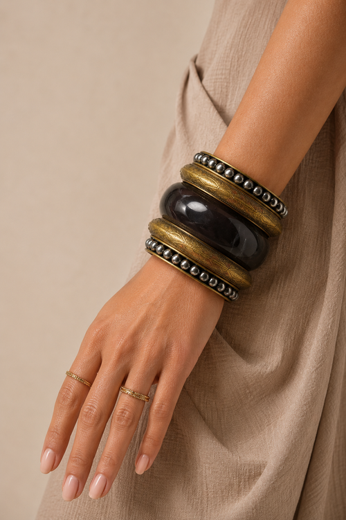 Black Chunky Stack Bangles
