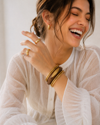 Minimal Wooden Gold Bangle Stack