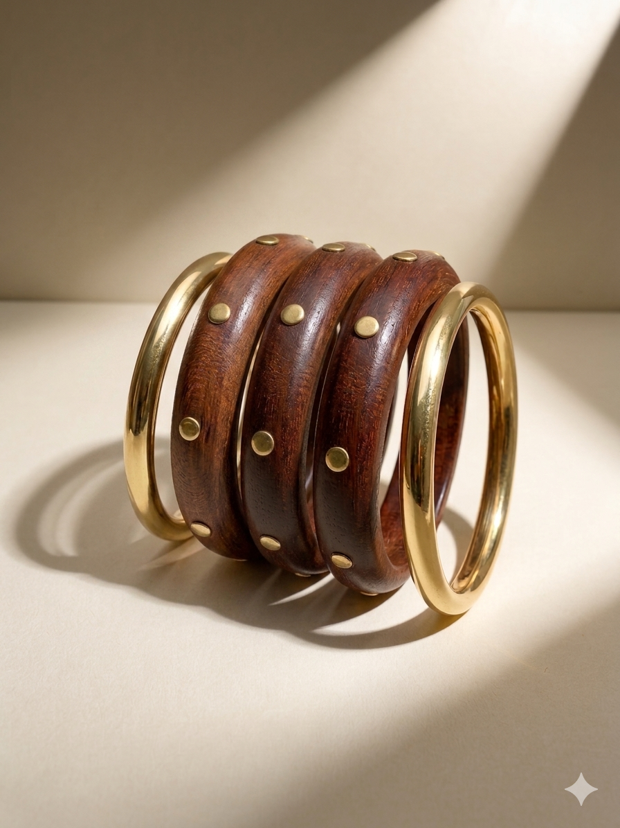 Wooden Statement Stack Bangles