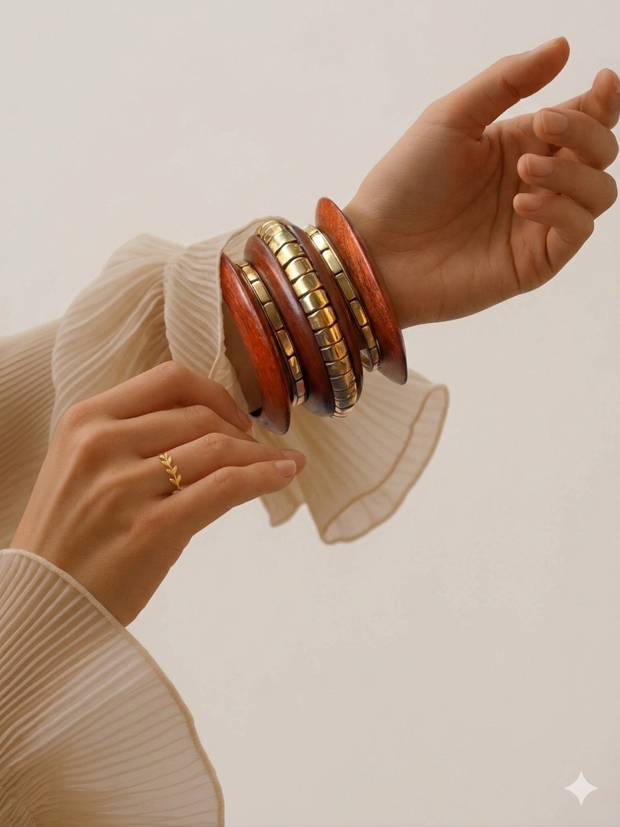 Wooden Chunky Layer Bangles