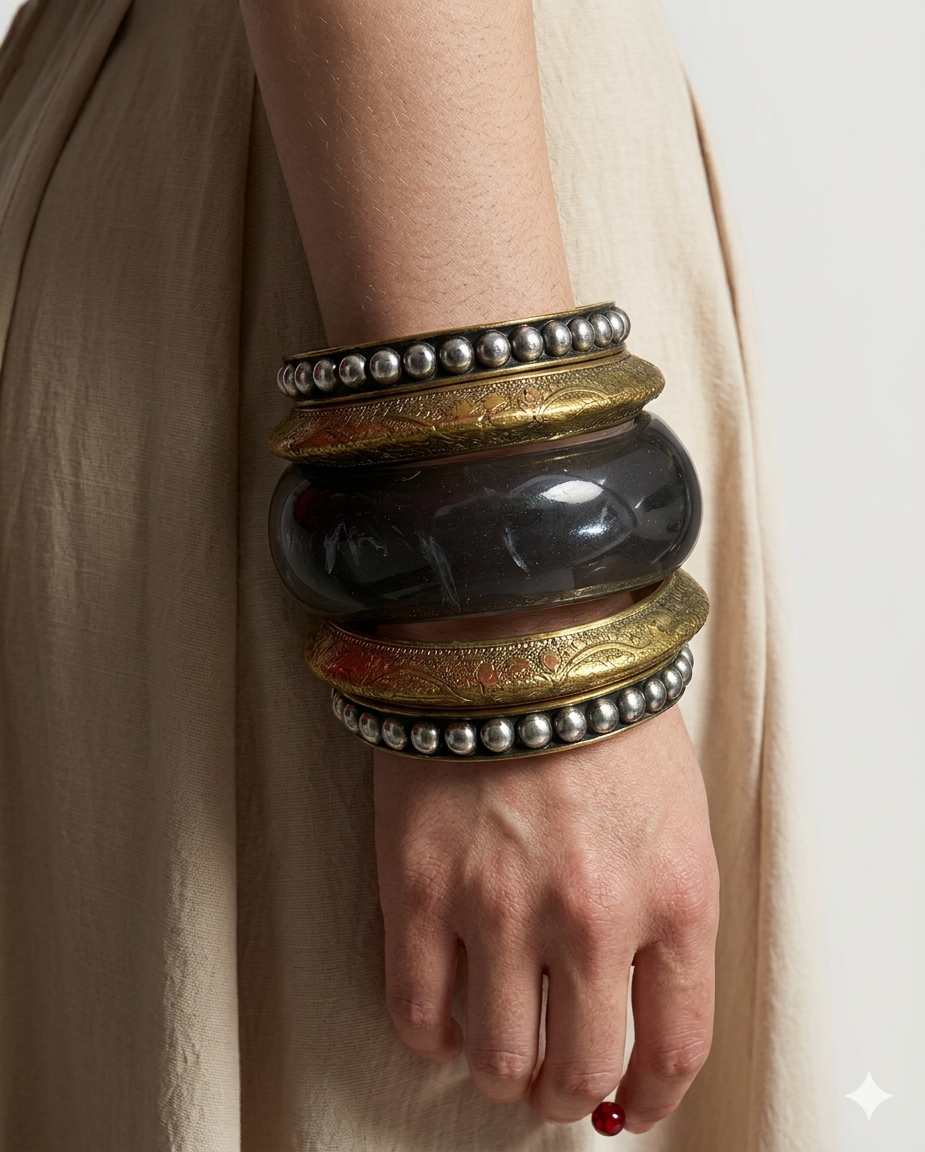 Black Chunky Stack Bangles