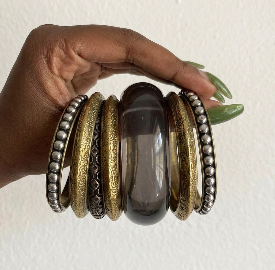 Black Chunky Stack Bangles