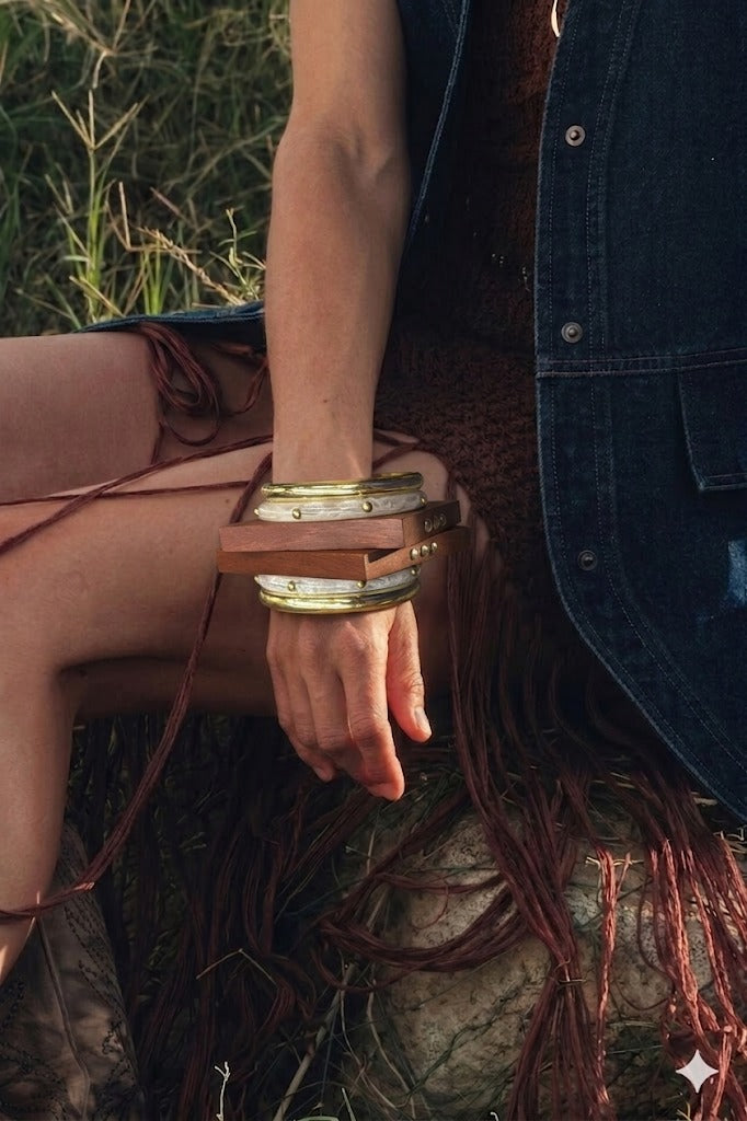 Boho Wooden Acrylic Stack Bangles