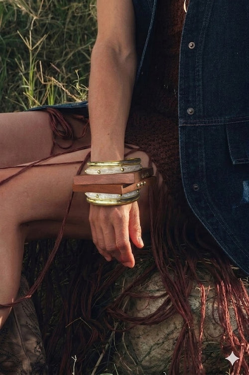 Boho Wooden Acrylic Stack Bangles