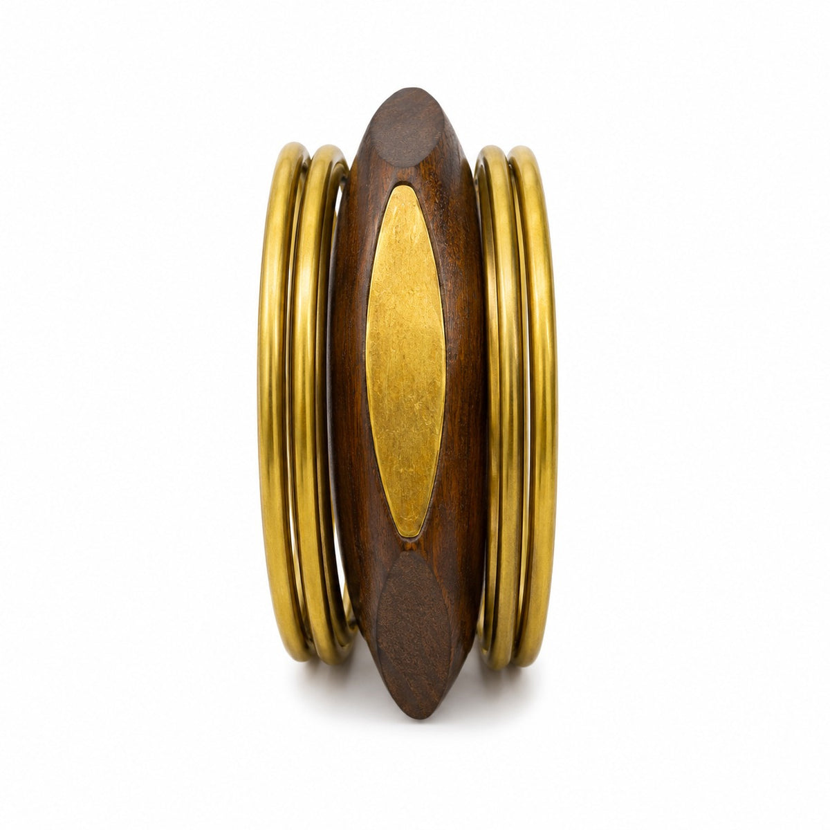 Minimal Wooden Gold Bangle Stack