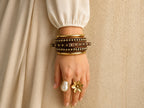Studded Wooden Bangle Stack
