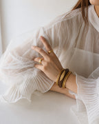 Minimal Wooden Gold Bangle Stack